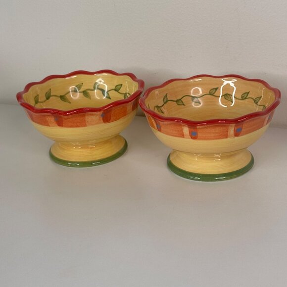 Pfaltzgraff Napoli Hand Painted Earthenware Footed Bowls Set Of 2 Fruit/Dessert - Picture 6 of 9